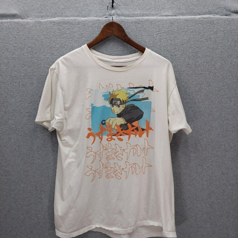 Naruto Shippuden Collection White Graphic T-Shirt XL 100% Cotton Anime Merch